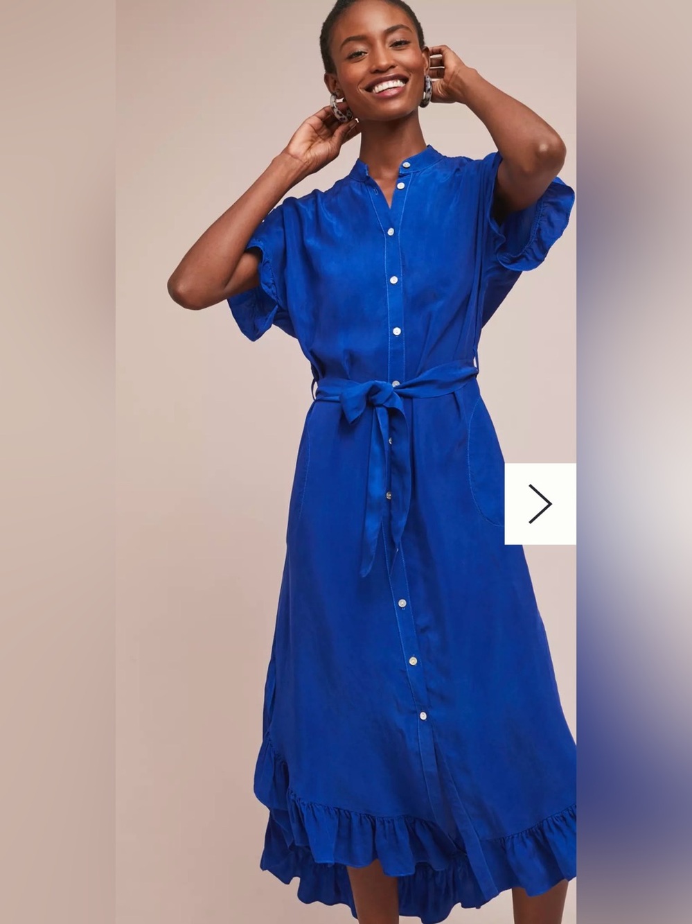 NWOT Cobalt Blue Corey Lynn Calter Ruffled Shirts dress Sz S B139